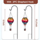 2PCS Hot Air Balloon Solar Lanterns with 2PCS Shepherd's Hooks, Glass Hanging Solar Lantern with Flame Light Solar Christmas Lights Outdoor Waterproof for Yard Patio Decor(Wavy-Colorful)