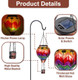 2PCS Hot Air Balloon Solar Lanterns with 2PCS Shepherd's Hooks, Glass Hanging Solar Lantern with Flame Light Solar Christmas Lights Outdoor Waterproof for Yard Patio Decor(Wavy-Colorful)