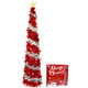 6ft Pop Up Christmas Tree Collapsible Christmas Tree, Instant Red & Silver Tinsel Christmas Tree Foldable, Sim Xmas Pencil Tree for Holiday Party Decor Indoor with Shiny Sequin and Topper Star