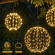 Christmas Ball Light Sphere, 20IN 200LED Hanging Tree Light and Pathway Lights with Hook and Stake, Foldable Metal Frame Light Ball for Outdoor Garden, UL Listed, Brown Frame, Warm White