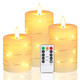 Upinmz Flameless Candle Battery with String of Lights Battery Powered LED Candle Flashing Candle with Remote Control and Timer 3 Packs (Ivory)
