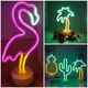 UrsaMajor 2 Packs Neon Signs, Pink Flamingo and Green Palm Tree Neon Wall Decor Lights USB/Battery Powered Neon Lights for Bedroom Birthday Party Christmas s (Flamingo&Palm Tree)