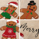Christmas Tree Skirt, Burlap with Merry Christmas & Gingerbread Man Gingerman Applique, for Xmas Holiday Party Decorations Home Decor