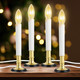 Verdenu 4 Pack Electric Christmas Window Candles, Window Candles with Sensor Dusk to Dawn Electric Corded, Brass Plated Electric Candles, Plug in Window Candle Light for Home/Christmas Decoration