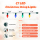 100FT Christmas Outdoor String Lights, Indoor C7 Light Strand with 66 Multi Color Strawberry LED Bulbs, Waterproof Linkable Green Wire Christmas Lights for Outside Bistro Cafe Party Christmas Tree