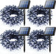 Voolex 4-Pack Solar Christmas String Lights Outdoor - 100LED 33FT Solar Powered LED String Light Waterproof with 8 Modes for Garden, Fence, Holiday, Party, Balcony, Xmas Decorations Cold White