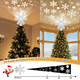 Christmas Tree Topper with 3D Rotating Silver Snowflake Projector for Christmas Tree, Hollow Design Holiday Decorations, Christmas Decor