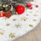 Christmas Tree Skirt 60 Inch, Gold Snowflake White Christmas Tree Decorations Indoor Sequin Tree Collar Faux Fur Plush Rug Xmas Large Mat Decor Ornaments for 4ft-9ft Tree