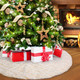 Christmas Tree Skirt 72 inch, Bronzing Gold and White Christmas Tree Decorations Indoor Sequin Tree Collar Faux Fur Plush Rug Xmas Large Mat Decor Ornaments for 7.5ft-13ft Tree