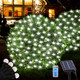 White Christmas Lights Outdoor Waterproof Solar Powered, 100Led 5ftx5ft Net Lights Outdoor Mesh Lights with Remote, 8 Modes Connectable Net Christmas Lights for Bushes Christmas(Cool White)