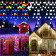 Cold White to Multicolor Color Changing Icicle Christmas Light with Remote, 480 LED 39.3ft Christmas String Lights Outdoor Waterproof with 80 Drops for House Eave, Window, Hallway Xmas Decorations