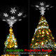 Christmas Tree Topper Lighted with 360° Rotating Projection - [6 Festive Patterns, Adjustable Projection Range] Christmas Star Tree Topper with Snowflakes Reindeer for Party Holiday Decor - Silver