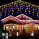 WBao Icicle Lights Outdoor, 432 LED 33FT Christmas Lights with 81 Drops, Remote Control, 3 Timer Settings, 8 Modes, Waterproof, Connectable Icicle Lights for Holiday Party Eaves Decor, Multicolor