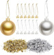 WEBEEDY 400pcs Christmas Ornament Topper Caps Gold and Silver Ornament Caps Hanger Replacement with Hanger Strings Cord Set for Christmas Tree Decorations DIY Crafts