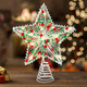 Whaline Christmas Star Tree Topper 8.3 Inch Red Green Berries Dotted 3D Star Treetop LED Lighted Battery Powered Unique Design Xmas Tree Ornament for Christmas Party Indoor Outdoor Home Decoration