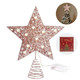 10Inch Christmas Tree Topper Star, Rose Gold Christmas Ornaments Treetop, 20 LED Light Up Tree Toppers Christmas Tree Decoration, Glittered Metal Christmas Star for Christma Tree Ornament Pink Decor