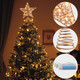 Rose Gold Christmas Tree Topper, 10 INCH Rose Gold Wire Glitter Tree Top, 20 LED Lights Glittered Metal Christmas Decorations, Xmas Ornaments Topper Holder for Christmas Tree Home Decoration