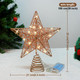 Rose Gold Christmas Tree Topper, 10 INCH Rose Gold Wire Glitter Tree Top, 20 LED Lights Glittered Metal Christmas Decorations, Xmas Ornaments Topper Holder for Christmas Tree Home Decoration