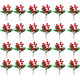 WILLBOND 24 Pieces Artificial Christmas Berry Picking Berry Branches Holly Leaves Picking Fake Berries Christmas Crafts Party Holiday Decoration (Natural Color)