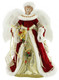 Windy Hill Collection 14" Inch Standing Red Floral Angel Christmas Tree Topper or Table Top 416570