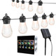 Solar LED Outdoor String Lights, 37Ft 15 LEDs Bulbs,IP65 Waterproof 8 Lighting Modes,Perfect for Patio, Garden, Halloween,Christmas Decorations