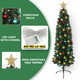 XmasExp Green Skinny Pencil Christmas Tree, 5ft Artificial Slim Thin Christmas Tree with Warm LED Lights String 8 Lighting Modes and Christmas Ball Onaments