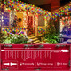XURISEN 66ft Christmas Lights Decorations Outdoor, 640 LED 8 Modes Curtain Fairy Lights with 120 Drops,Plug in Waterproof Timer Memory Function for Christmas Holiday Wedding Party Decor(Multicolor)