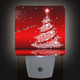 2 Pack Christmas Tree Night Light, Xmas Red Nightlighs Plug-in Dusk to Dawn Smart Sensor Led Nightlight for Bedroom Bathroom Kitchen Hallway Stairs Energy Efficient Decor Desk Lamp