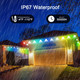 Permanent Outdoor Lights, 105ft Outdoor String Lights Smart RGB with 72 Scene Modes, IP67 Waterproof Holiday Lights for Outside, APP and Remote Control Party Holidays