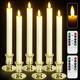 6 Pack Flameless Taper Candles with 2 Remotes, LED Fake Candles with Holders, Battery Operated Pillar 3D flame Candles of Real Wax for Home Decor, Wedding, Table, Festival, Halloween, Christmas