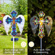 YJFWAL Solar Glass Cross Garden Stake Light, Cemetery Decorations for Grave Outdoor Lights, Jesus Cross Angel Wings Sympathy Memorial s, for Halloween Christmas Garden Lawn Yard Patio Decor