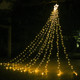 Christmas Decorations Star String Lights, 320 LEDs Outdoor Waterfall Tree Lights with 13" Topper Star, Plug in Waterproof Hanging Fairy Lights for Xmas Year Holiday Party Yard Decor (Warm White)