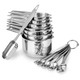 Allwin-Houseware W 13-Piece Measuring Cups And Spoons Set 18/8 Stainless Steel Heavy Duty Ergonomic Handle With Ring Connector Silver
