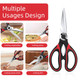 Farops Kitchen Scissor For General Use 2-Packs Heavy Duty Kitchen Raptor Meat Shears Dishwasher Safe Cooking Scissors Stainless Steel Multi-Function Scissors For Food Chicken Poultry Fish Pizza Herbs