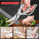 Mad Shark Heavy Duty Poultry Shears Kitchen Shears With Non-Slip Handle & Safety Lock All Purpose Kitchen Scissors For Chicken Meat Cutting Turkey Fish Vegetables Spring Loaded Dishwasher Safe