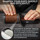 Parkway Home Rolling Knife Sharpener With Leather Strop And 15 17 20 & 22 Degree Angles - Knife Sharpener Kit - Roller Knife Sharpening System With Stand Holder & Eraser - Walnut Brown
