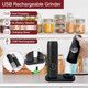 Teitop Electric Salt And Pepper Grinder Set - Usb Rechargeable Led Light Adjustable Coarseness Teitop Automatic Pepper And Salt Mill Grinder Set With Charging Base(Black 2 Mills)