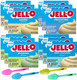 Jell-O Zero Sugar Instant Pudding & Pie Filling Mix, 3 Of Each: Cheesecake, Pistachio, White Chocolate, Vanilla With By The Cup Mood Spoons