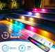 Aslong 8Pcs 7 Inch Rgb Led Hardscape Lighting Retaining Wall Lights Rgb Color Changing & Warm White Low Voltage Led Landscape Paver Lights Waterproof Outdoor Step Lights For Steps Sidewalk