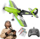 Bezgar Hq089 Rc Plane Drones For Kids 6-Axis Gyro Remote Control Airplane Rc Helicopter Easy Control For Beginners Toys With Colorful Led Navigation Lights(Green)