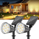 Solar Spot Lights Outdoor Waterproof: 1000Lm Big Adjustable Spotlight - 2-In-1 15Hrs+ Long Lasting Spot Light - Solar Powered Spotlights Landscape Lighting For Garden Yard Tree Flag Wall Pathway