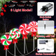 4 Pcs 4Ft/48“ Large Lollipop Christmas Pathway Lights Outdoor W/Bows 6 Lighting Modes Peppermint Candy Walkway Lights Jumbo Giant Landscape Path Lights For Christmas Outside Yard Patio