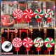 4 Pcs 4Ft/48“ Large Lollipop Christmas Pathway Lights Outdoor W/Bows 6 Lighting Modes Peppermint Candy Walkway Lights Jumbo Giant Landscape Path Lights For Christmas Outside Yard Patio