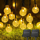 Solar String Lights Outdoor 60 Led 36Ft With 8 Lighting Modes Waterproof Solar Powered Crystal Globe Patio Lights For Garden Yard Porch Wedding Party Decor (Warm White)