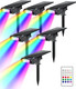 Solar Lights Outdoor Waterproof Ip67 Remote Control & Usb To Type-C Port Landscape Lighting With 12 Rgb Modes Uplighting For Flag Tree Solar Spot Lights For Garden Yard Patio Pathway-6 Pack