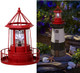 Calidaka Led Solar Powered Lighthouse 360 Degree Rotating Lighthouse Landscape Ip65 Waterproof Durable Rotatable Outdoor Solar Light Lamp Hanging For Home Garden Yard Decor