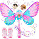Butterfly Bubble Machine For ToddlersMagic Bubble Wand For KidsMusical Light Up Bubble Blower With 2Bubbles RefillAutomatic Butterfly Bubble Maker Toys For GirlsBirthdayWeddingsOutdoor&Indoor