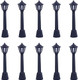 Dong Huang 10Pcs Mini Miniature Street Light Model Railway Train Solar Lamp Post Lamps Outdoor Pathway Lantern Post For Dollhouse Decoration Micro Landscape Fairy Garden Lighting Accessories Black