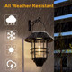 2 Pack Solar Lights Outdoor LanternsWaterproof Hanging Solar Lights Lantern Glass Metal With Wall Mount Kit Garden Lanterns Solar Powered For Outdoor Fence Front Porch Exterior Lighting