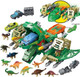 Jumbo Dinosaur Toys For Kids 3-5 12 Mini Dinosaurs & 6 Truck Carrier Cars Birthday s Toys For 3 4 5+ Year Old Boy Create A Dino World Educational Figures Dinosaur Play Set